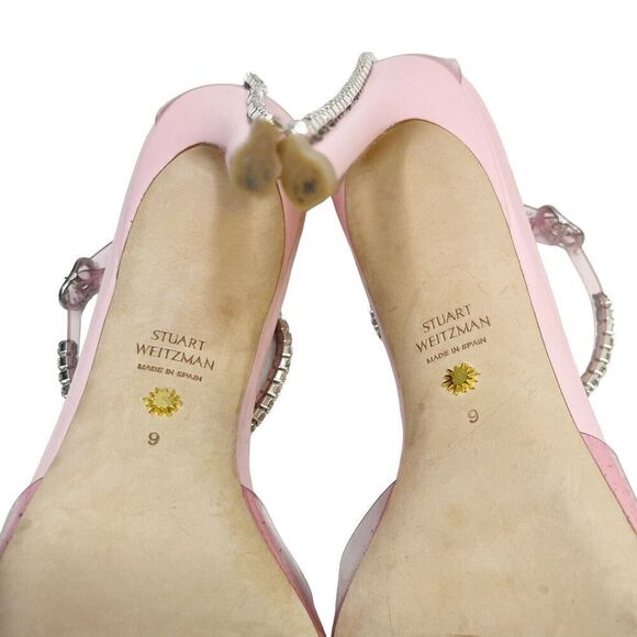 Stuart Weitzman Glam PVC Ankle Strap Pumps Pink Women’s Size 9 - Picture 12 of 13